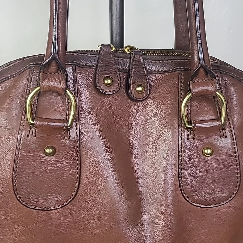 Banana Republic Purse Brown Leather Designer Handbags Double Shoulder Strap Fall - Picture 3 of 7
